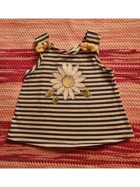Little Lass Sunflower Striped Girls Shirt 24M